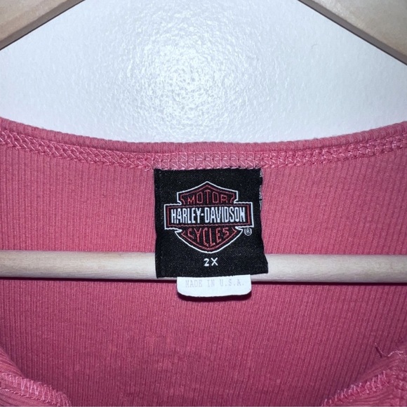 EUC Harley Davidson Ribbed Henley T-Shirt - Picture 3 of 6